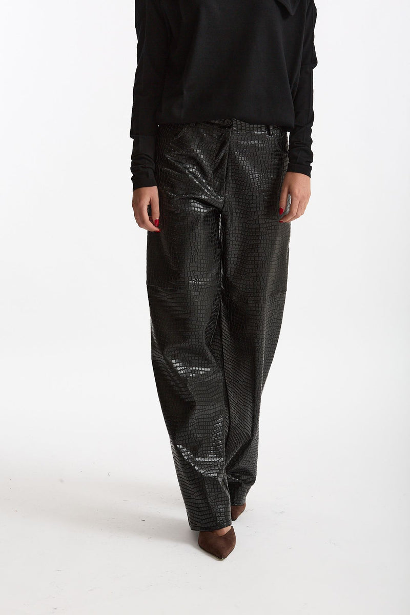 Pantalone ecopelle stampa cocco nero donna Nude - 1