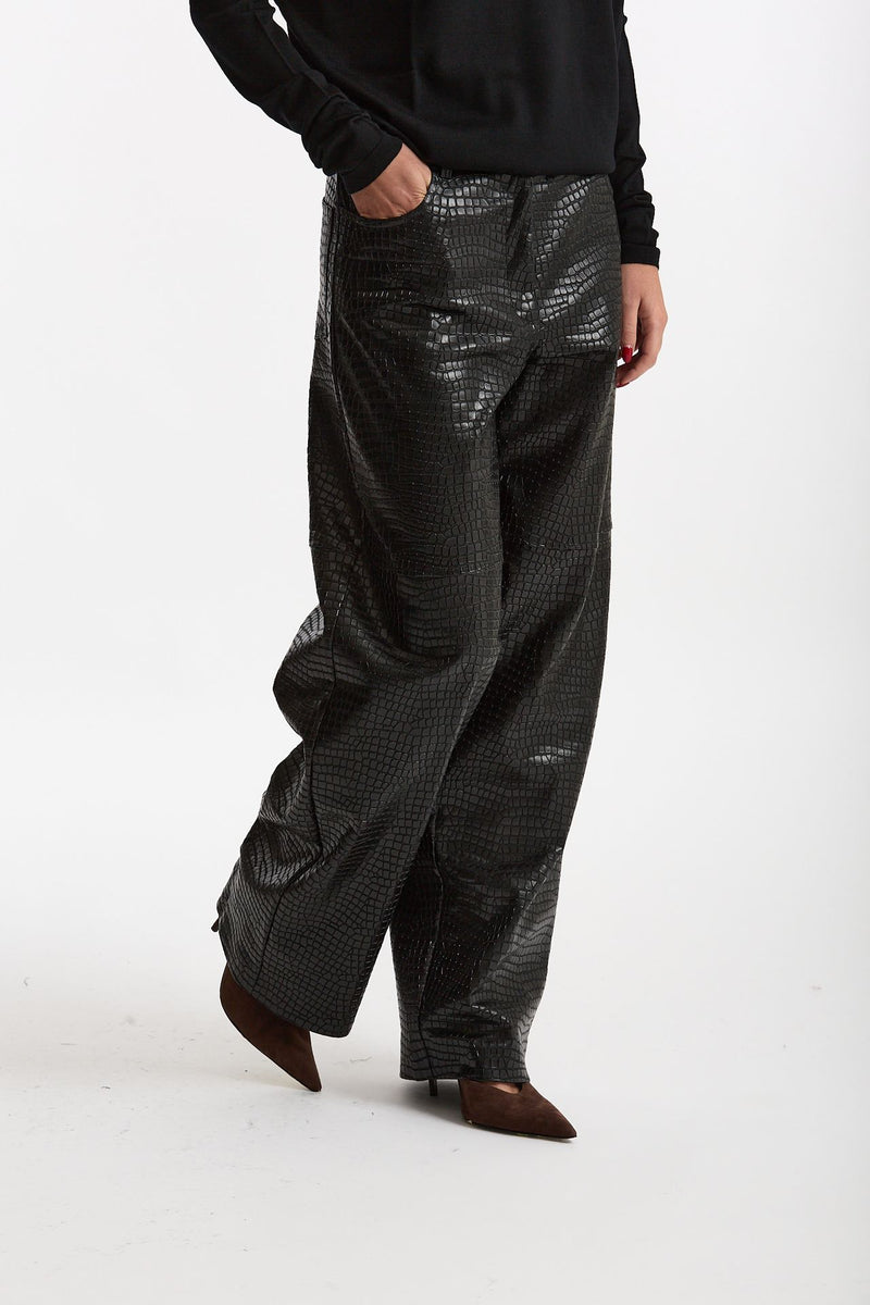 Pantalone ecopelle stampa cocco nero donna Nude - 4