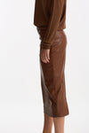 Gonna midi ecopelle tabacco Vita alta donna Nude - 2