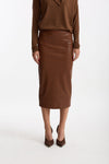 Gonna midi ecopelle tabacco Vita alta donna Nude - 1