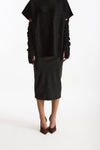 Gonna Vita alta midi ecopelle nero donna Nude - 2