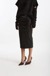 Gonna Vita alta midi ecopelle nero donna Nude - 3
