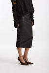 Gonna Vita alta midi ecopelle nero donna Nude - 1