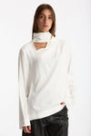 Blusa over scollo asimmetrico bianco donna Nude - 4