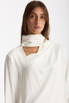 Blusa over scollo asimmetrico bianco donna Nude - 5