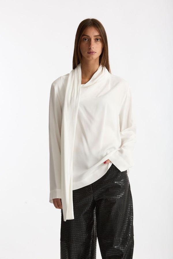 Blusa over scollo asimmetrico bianco donna Nude