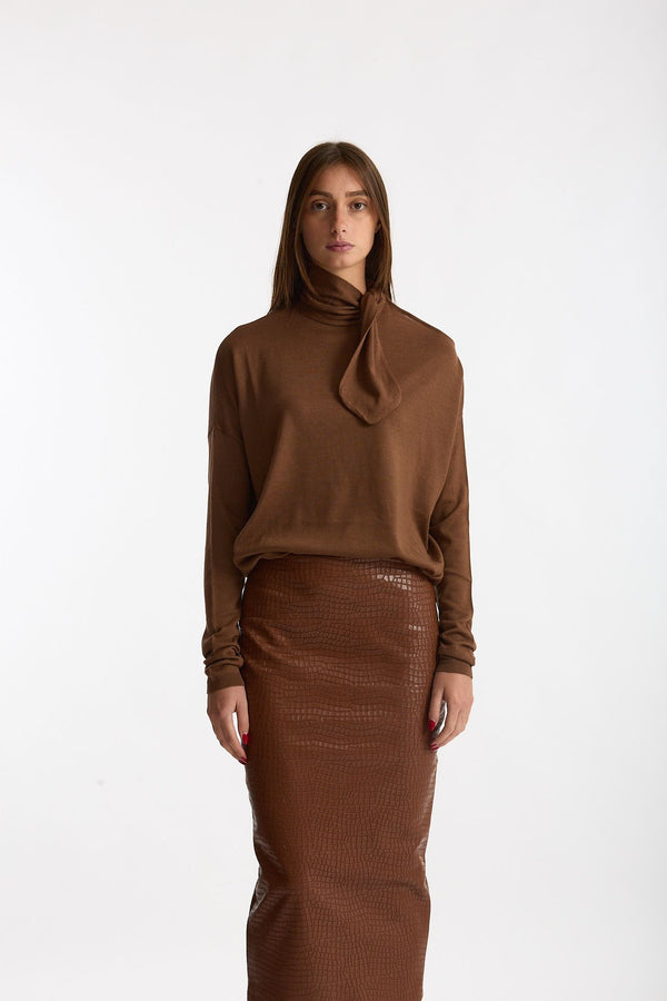 Maglia cut-out tabacco donna Nude