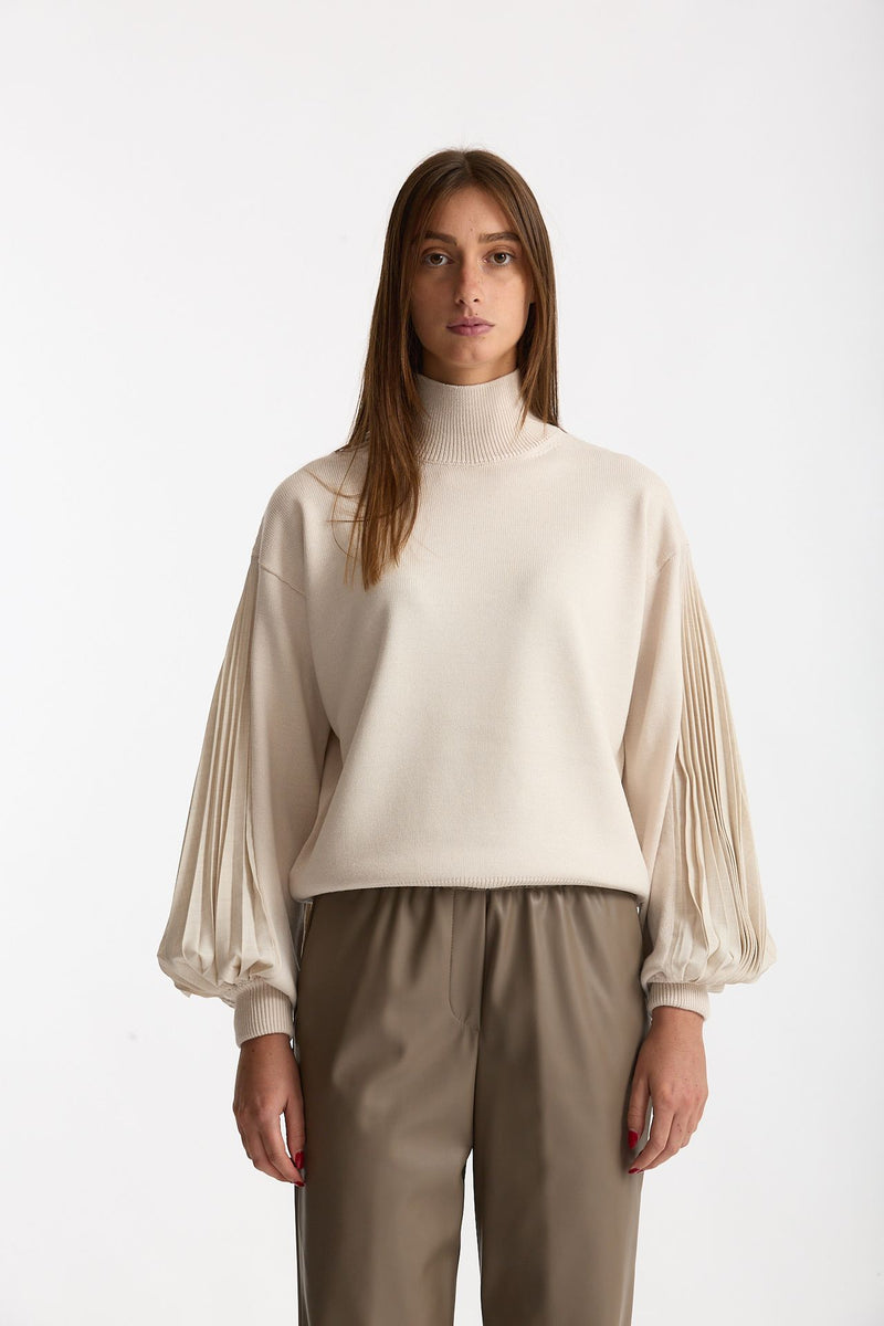 Maglia maniche a sbuffo beige donna Nude - 1