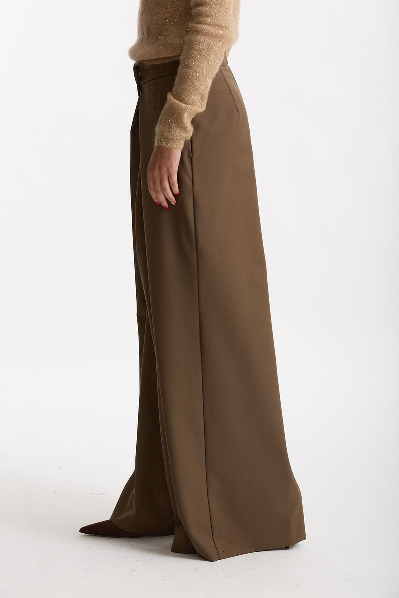 Pantalone palazzo taupe donna Nude - 3