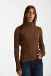 Maglia dolcevita a coste tabacco donna Nude - 1