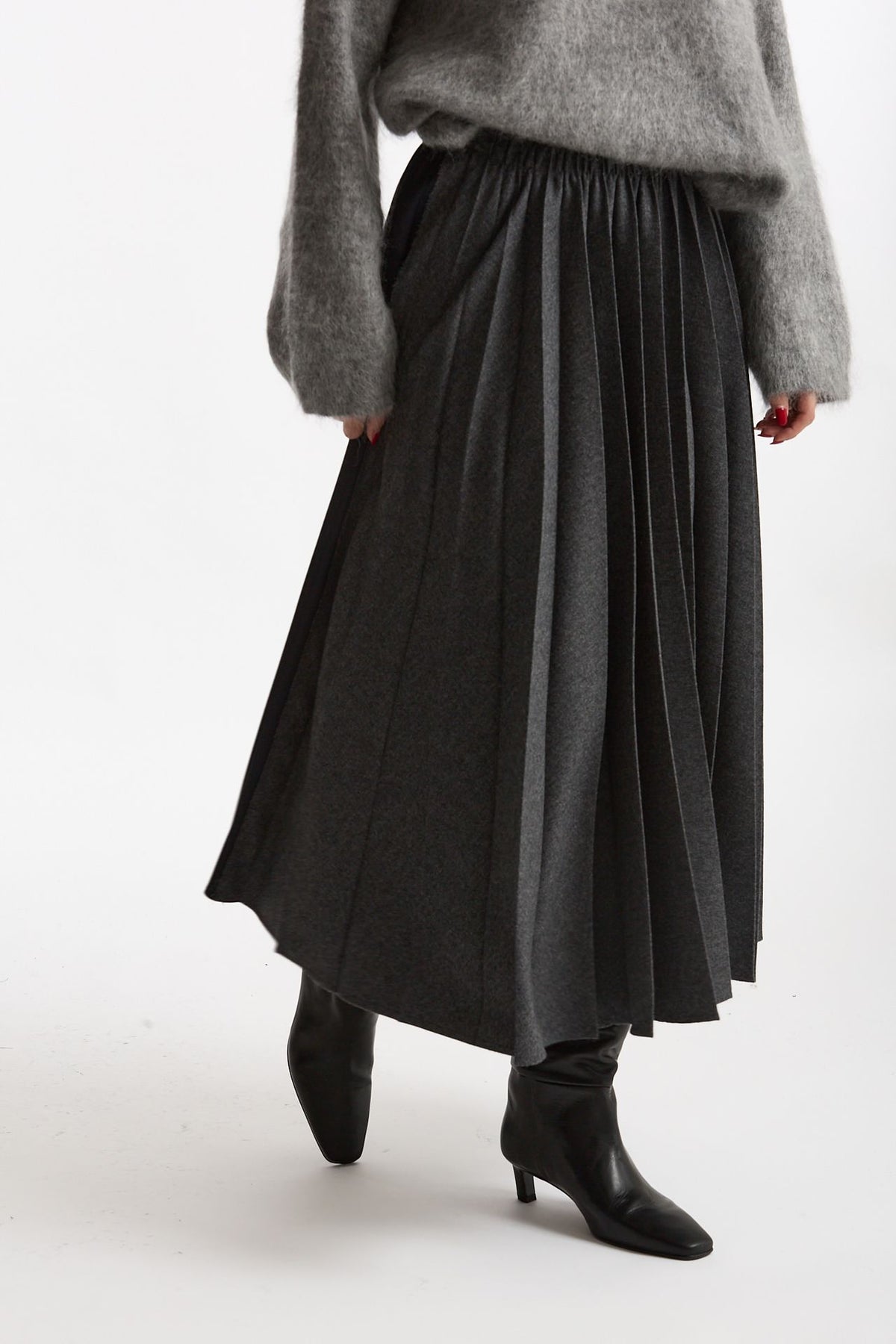 Gonna midi plissé grigio blu donna Nude - 4