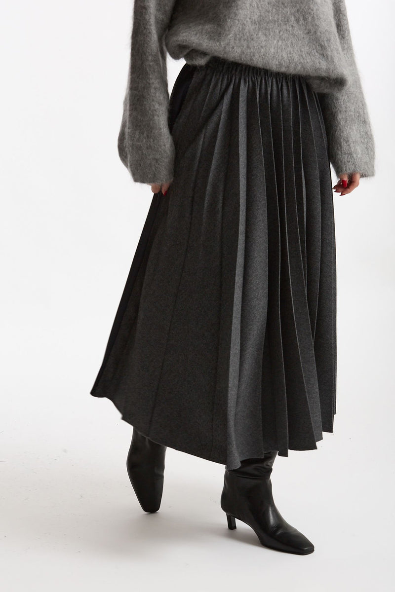 Gonna midi plissé grigio blu donna Nude - 4