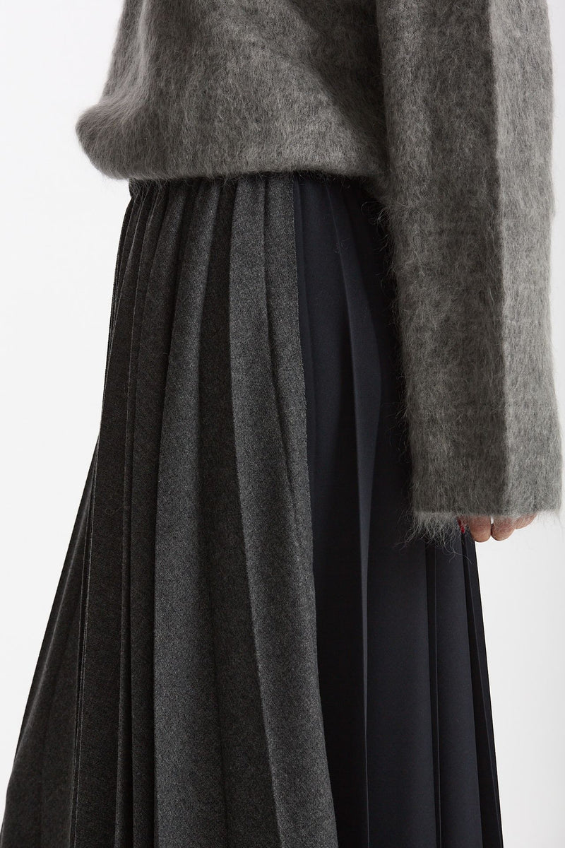 Gonna midi plissé grigio blu donna Nude - 5