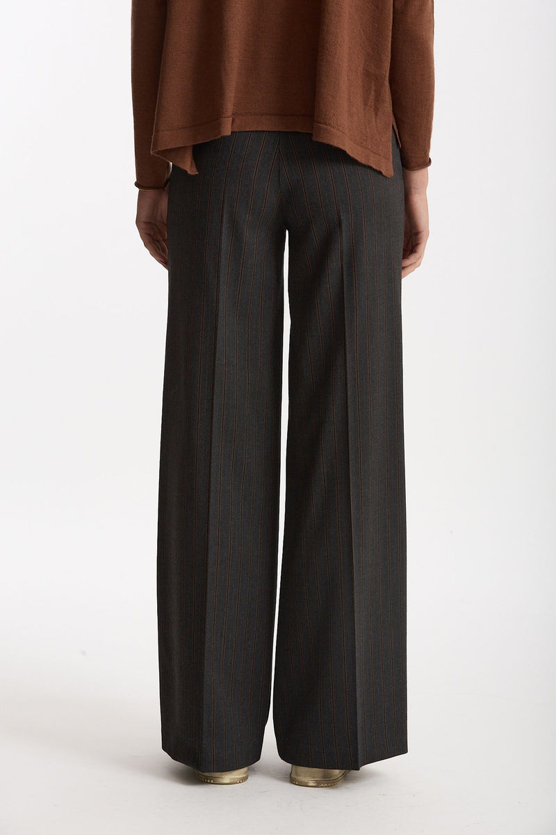 Pantalone palazzo gessato grigio antracite donna ( p - s ) - 3