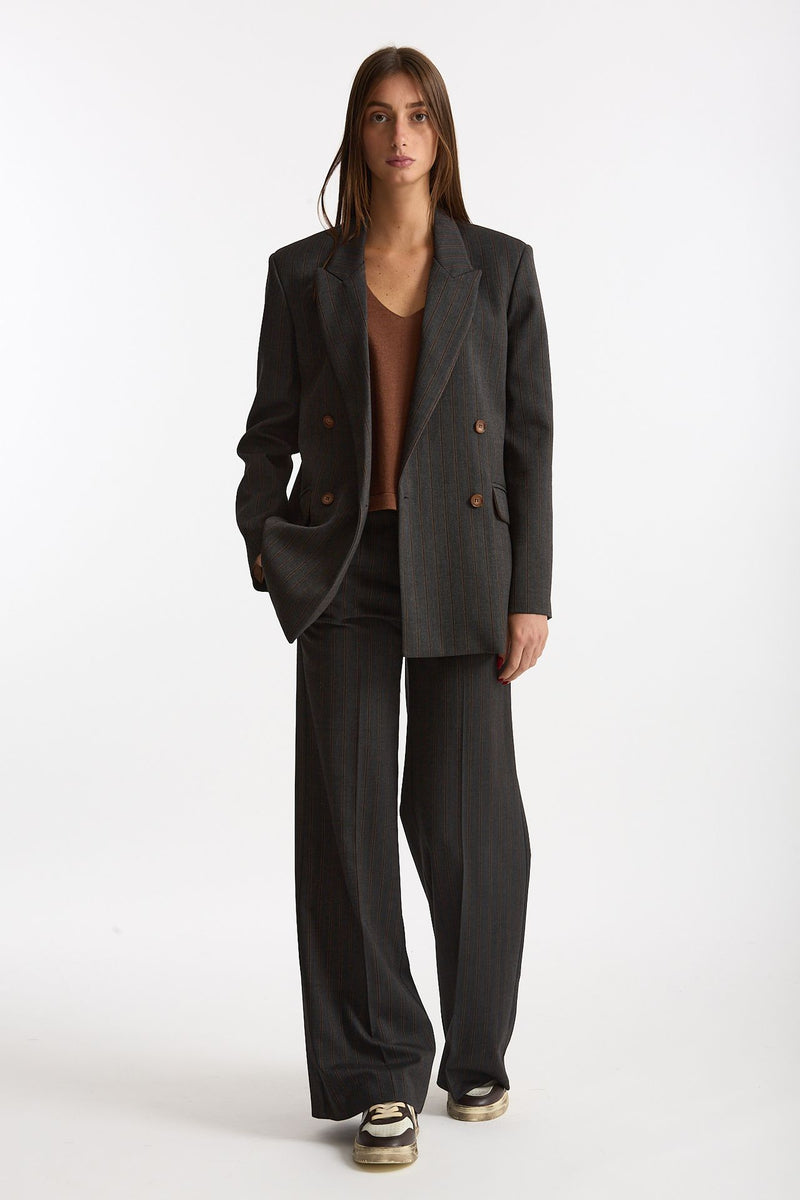 Giacca doppiopetto Gessato grigio antracite donna ( p - s ) - 1