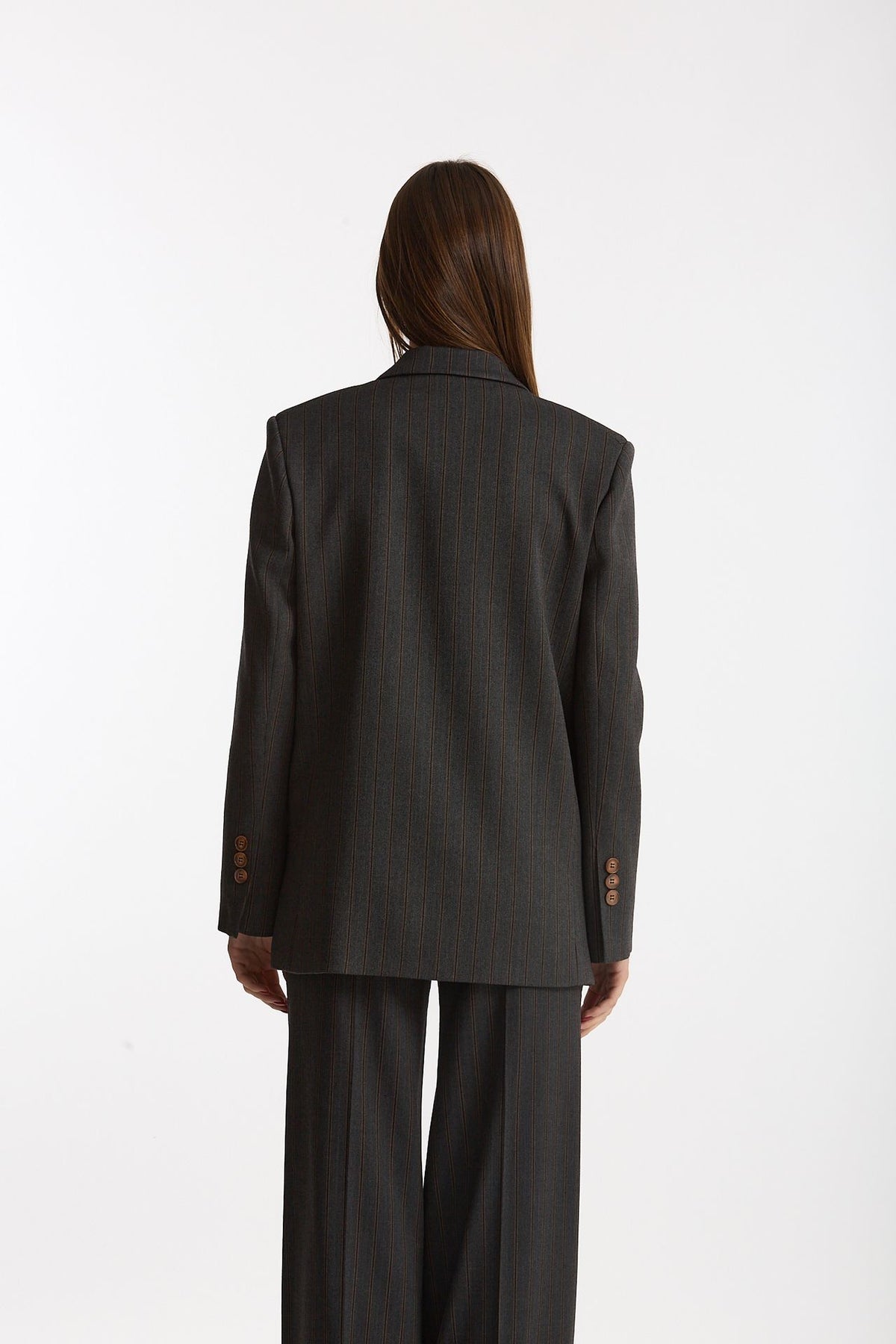 Giacca doppiopetto Gessato grigio antracite donna ( p - s ) - 3