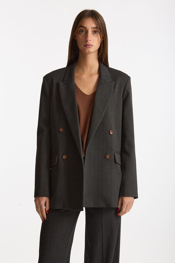 Giacca doppiopetto Gessato grigio antracite donna ( p - s )