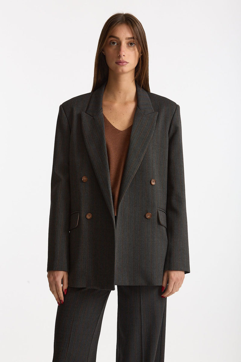 Giacca doppiopetto Gessato grigio antracite donna ( p - s ) - 2