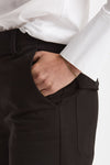 Pantalone vita alta in cotone nero donna ( p - s ) - 4