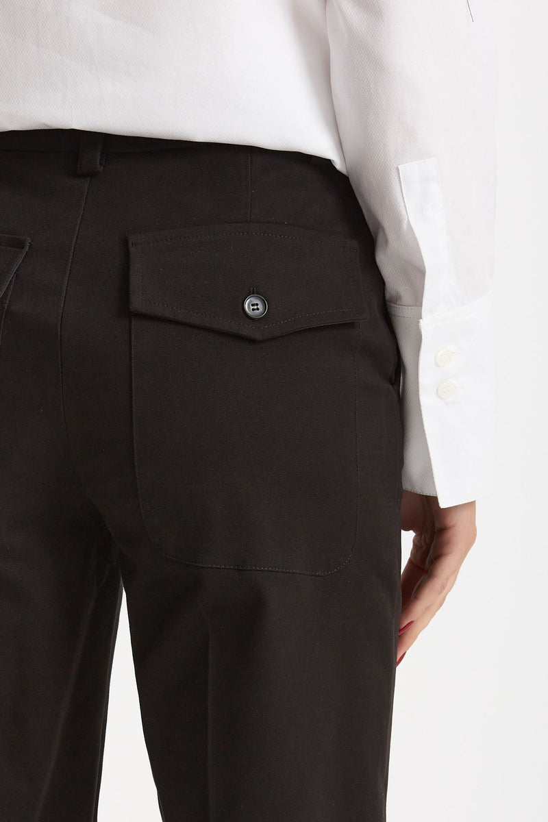 Pantalone vita alta in cotone nero donna ( p - s ) - 5