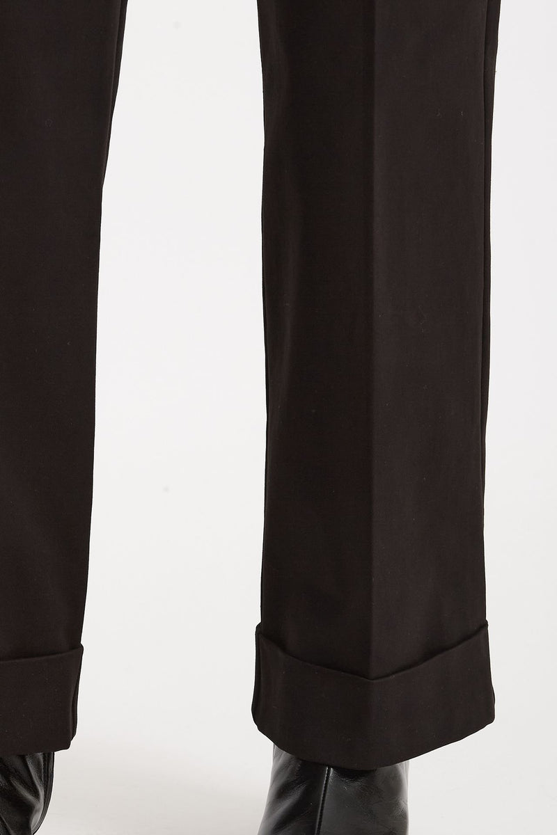 Pantalone vita alta in cotone nero donna ( p - s ) - 6