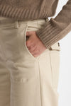 Pantalone vita alta in cotone panna donna ( p - s ) - 3