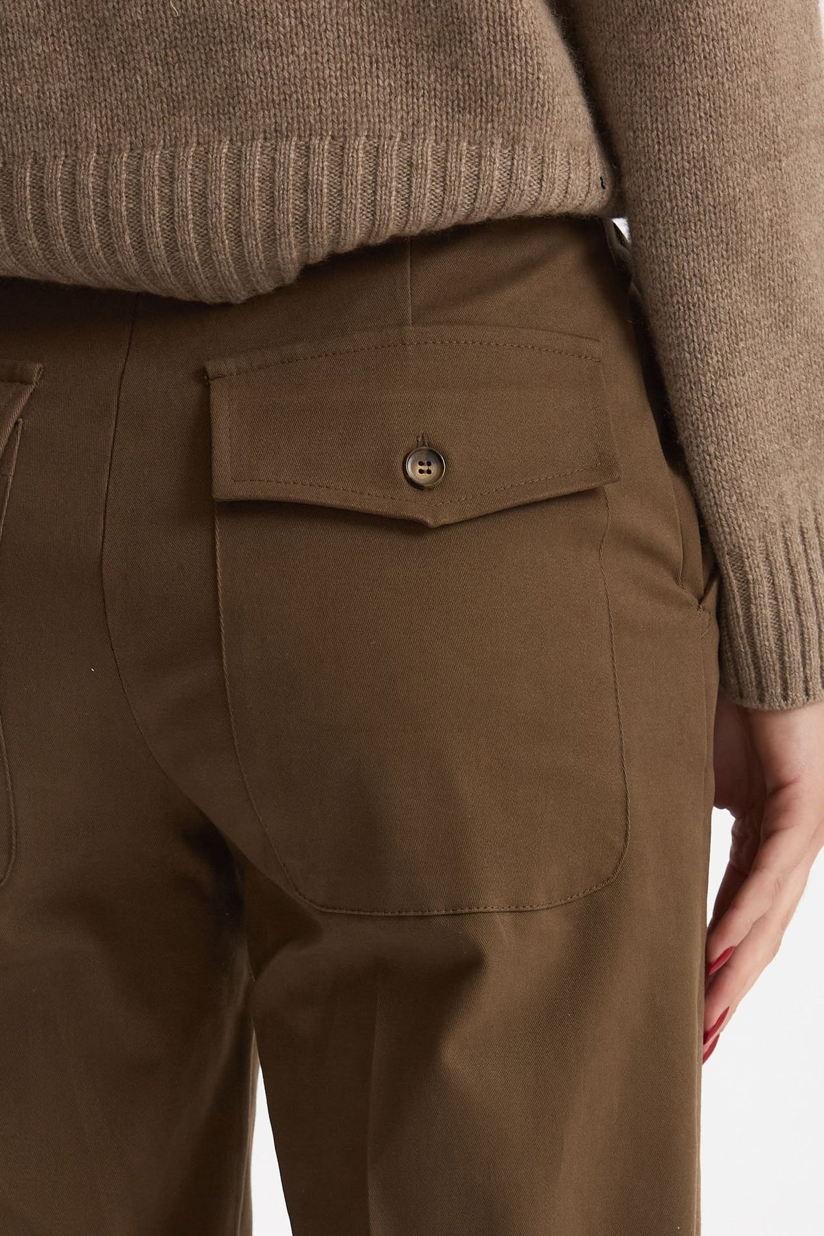 Pantalone vita alta in cotone fango donna ( p - s ) - 6