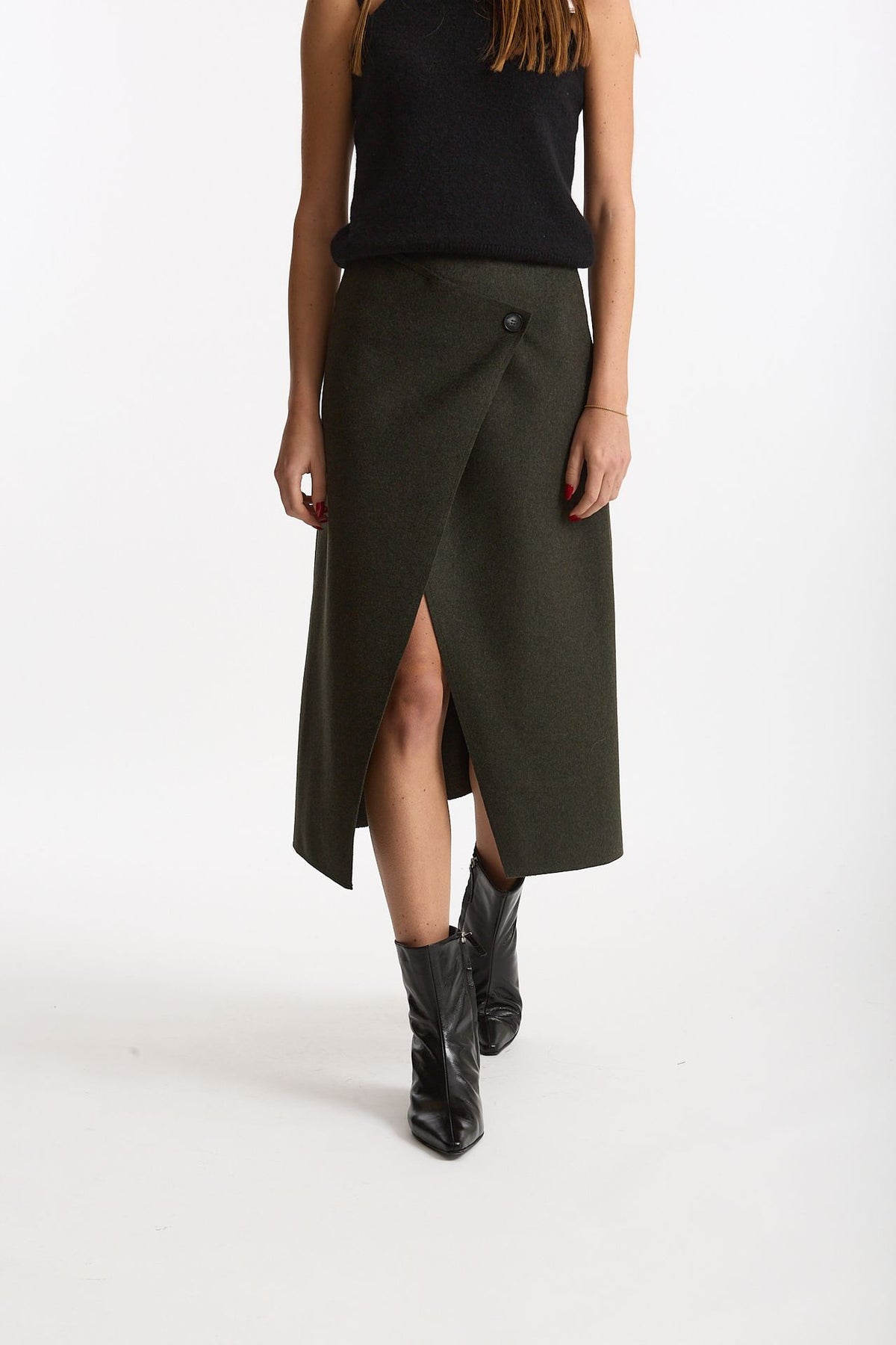 Gonna midi vita alta verde militare donna ( p - s ) - 1