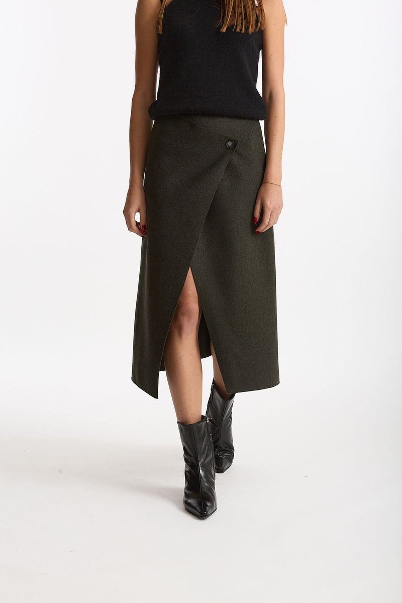Gonna midi vita alta verde militare donna ( p - s ) - 1