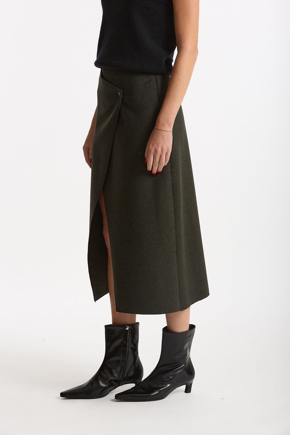 Gonna midi vita alta verde militare donna ( p - s ) - 2