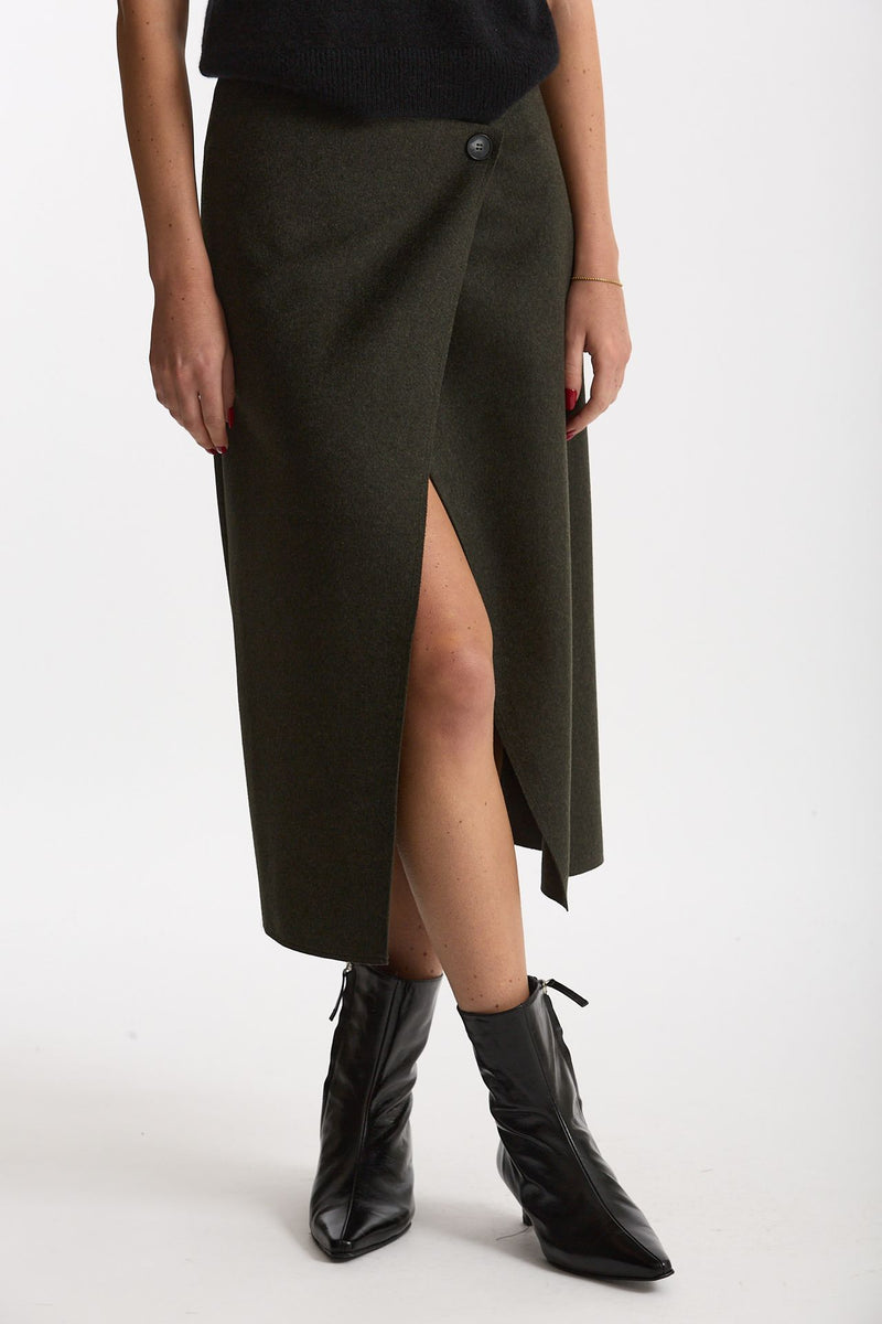 Gonna midi vita alta verde militare donna ( p - s ) - 4