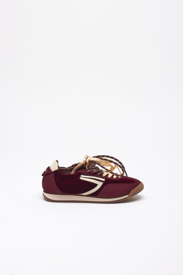 Sneakers 6.02 PANTHER ﻿in velluto e microsuede bordeaux donna Puraai