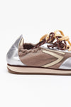 Sneakers 6.02 PANTHER ﻿in velluto e microsuede beige argento donna Puraai - 6