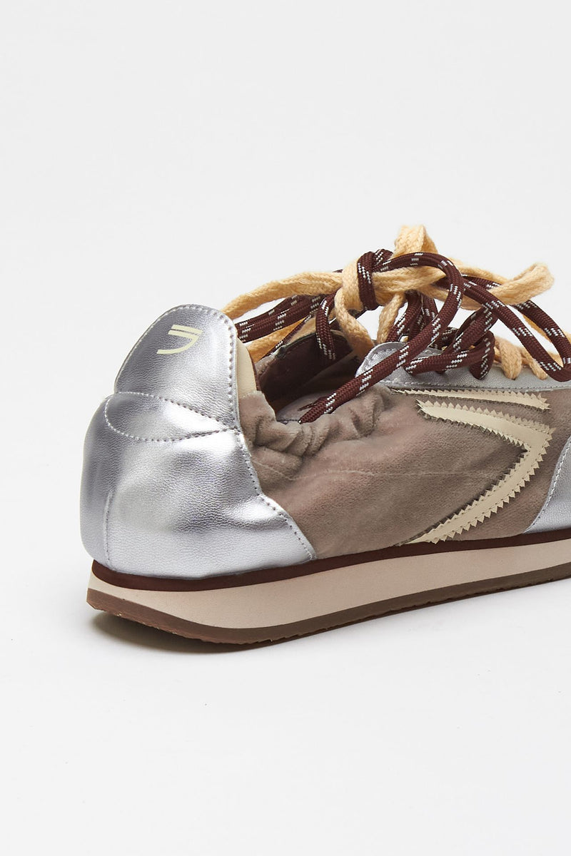 Sneakers 6.02 PANTHER ﻿in velluto e microsuede beige argento donna Puraai - 7