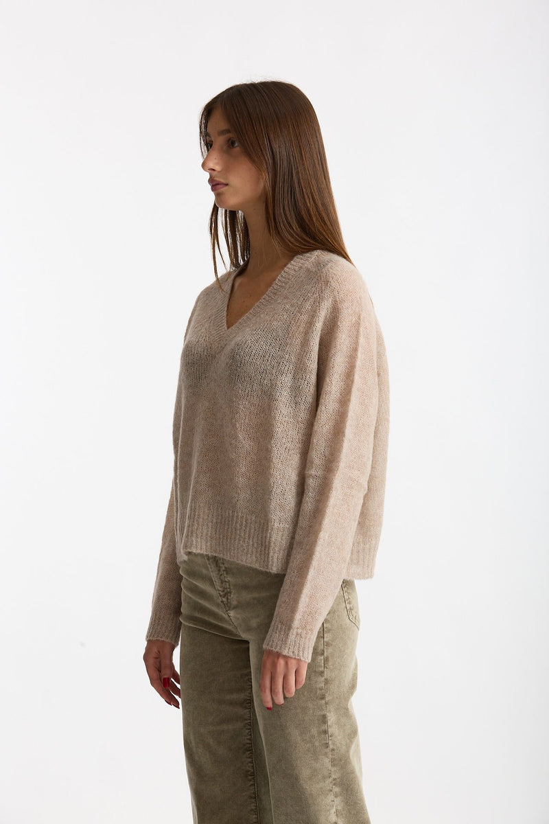 Maglia morbida in alpaca beige donna Scaglione - 1