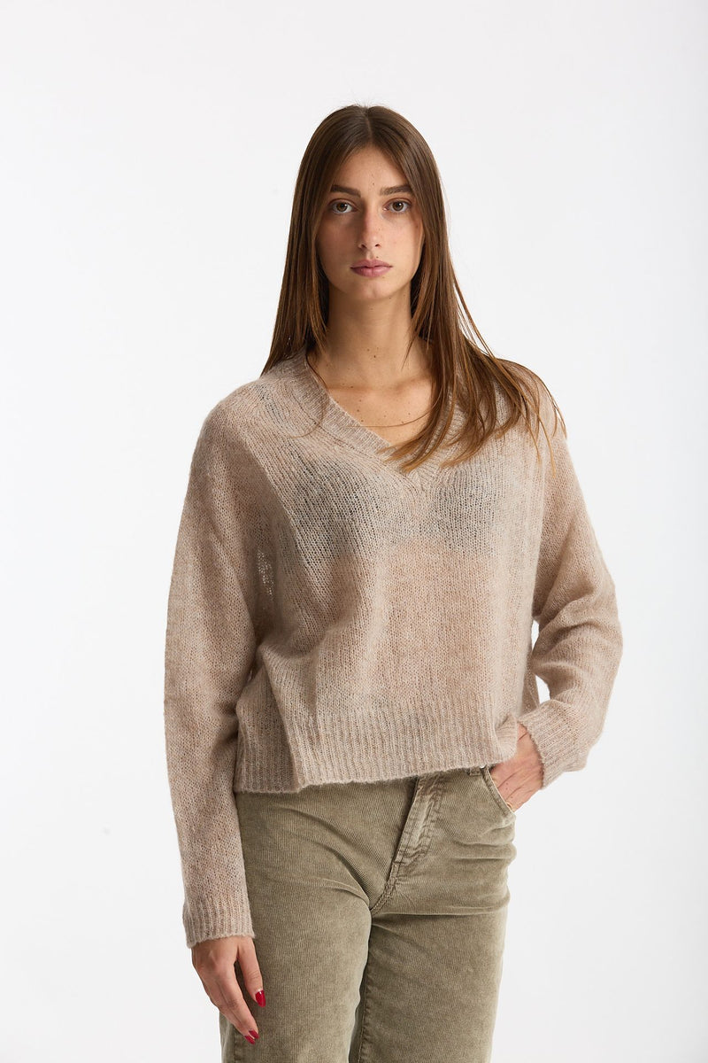 Maglia morbida in alpaca beige donna Scaglione - 3