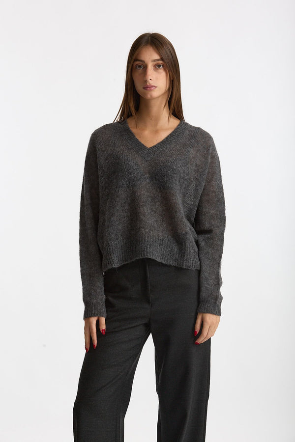 Maglia morbida in alpaca antracite donna Scaglione
