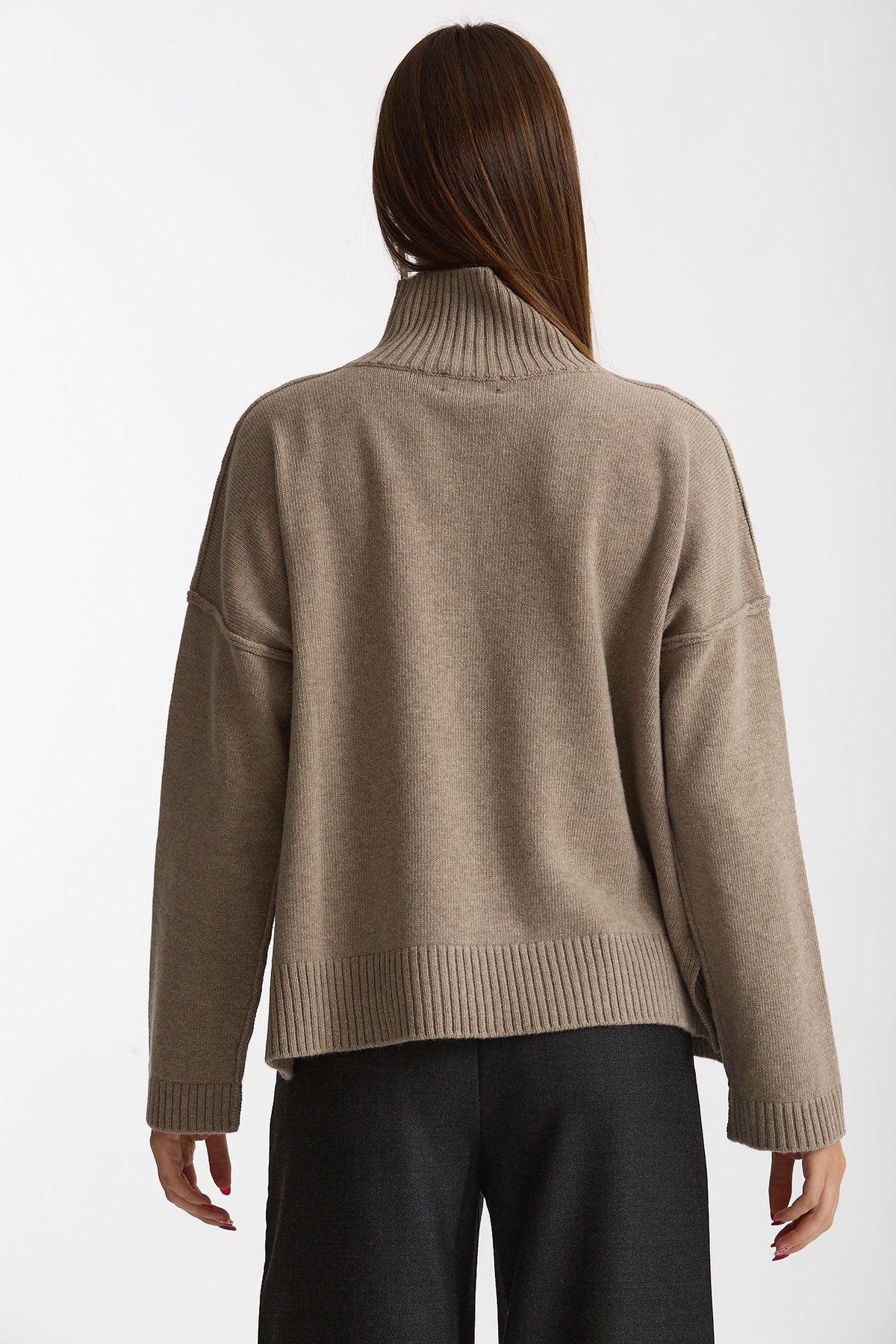 Maglia over dolcevita beige donna Scaglione - 3