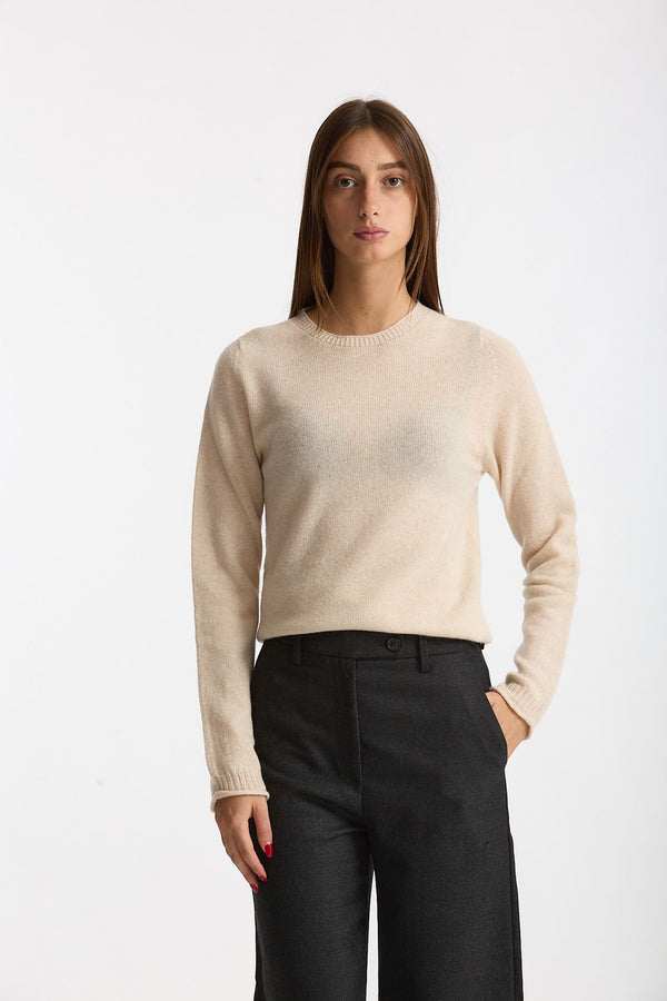 Maglia slim in cashmere beige donna Scaglione