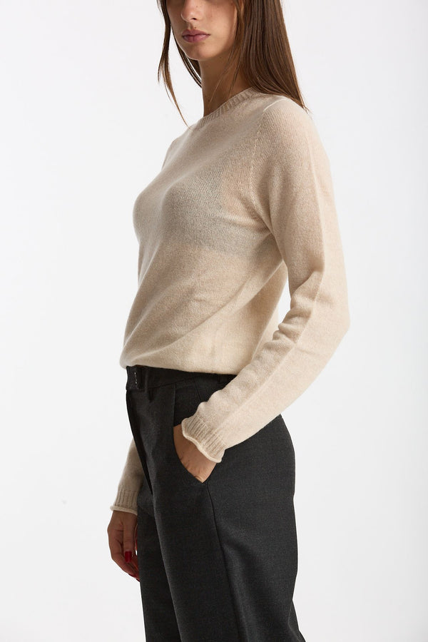 Maglia slim in cashmere beige donna Scaglione