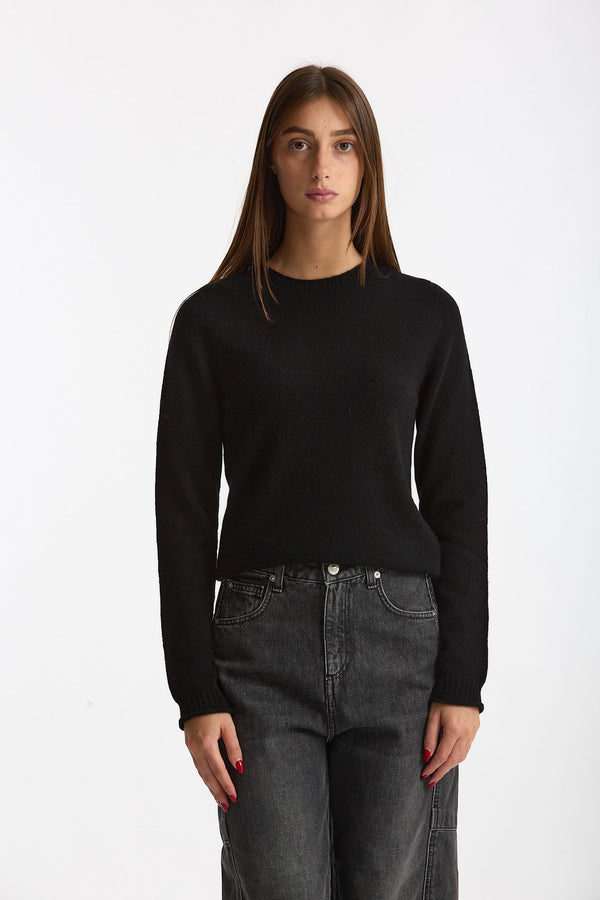 Maglia slim in cashmere nero donna Scaglione