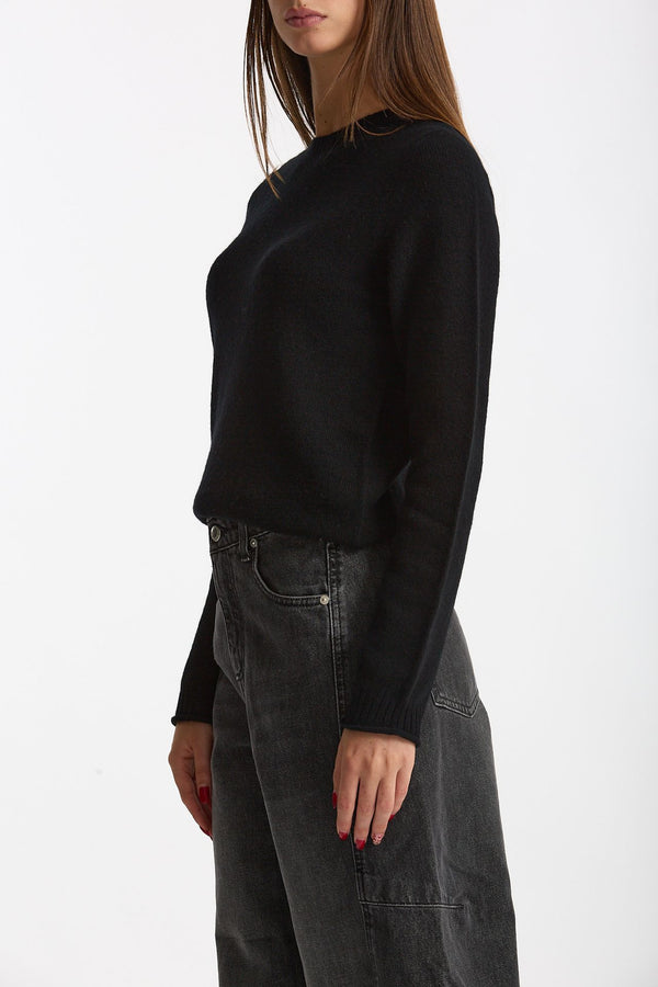 Maglia slim in cashmere nero donna Scaglione