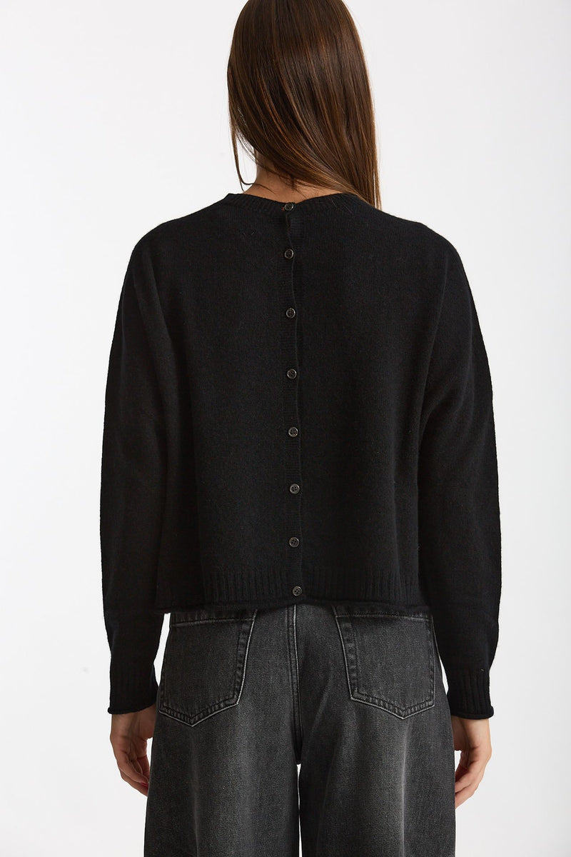 Maglia girocollo in cashmere nero donna Scaglione - 3