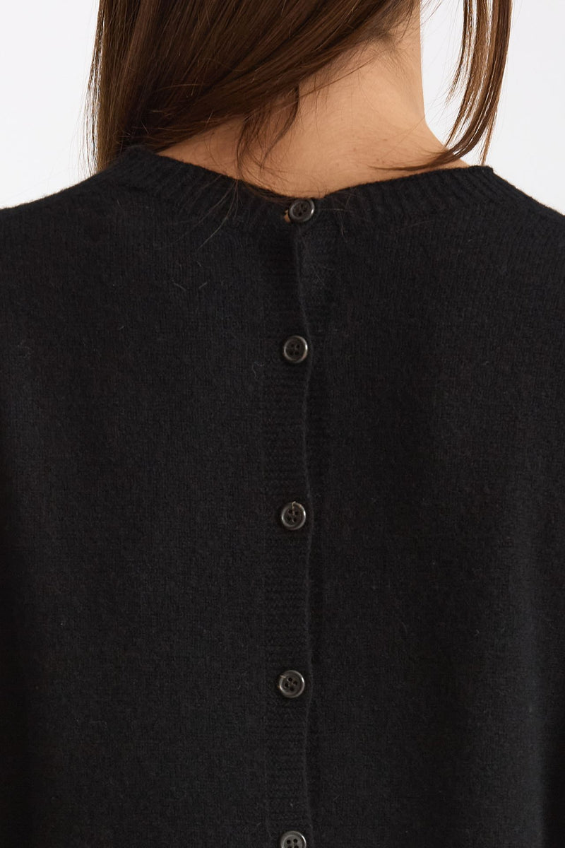 Maglia girocollo in cashmere nero donna Scaglione - 5