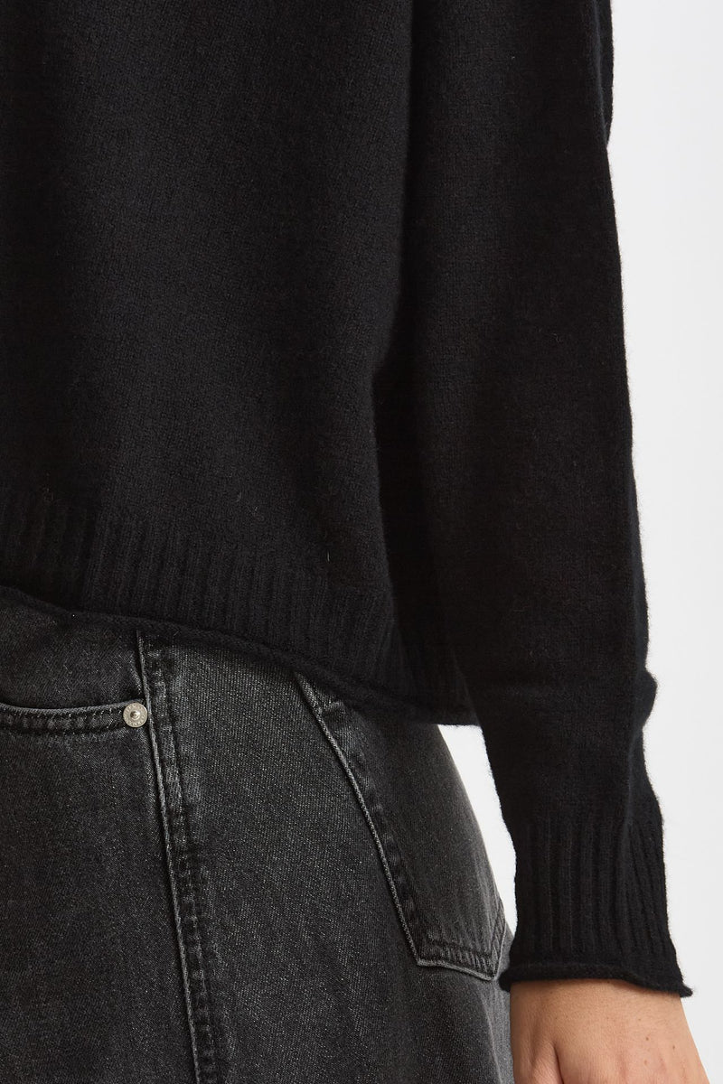 Maglia girocollo in cashmere nero donna Scaglione - 6