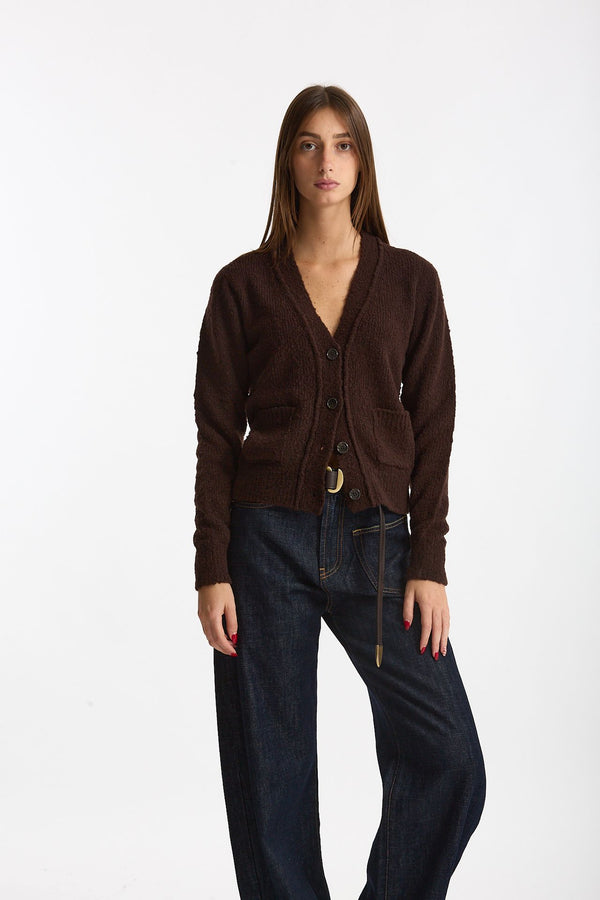 Cardigan Scollo a v slim  marrone donna Scaglione