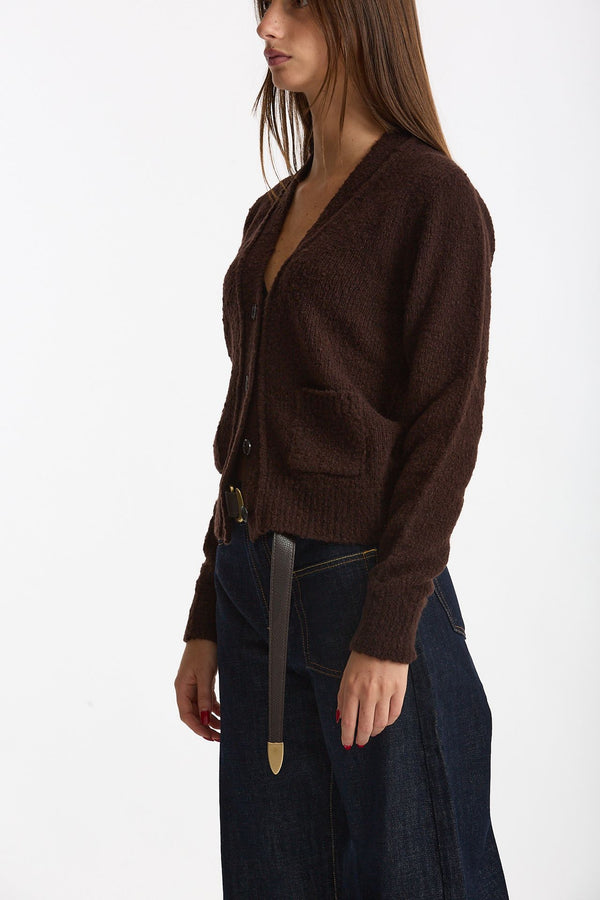 Cardigan Scollo a v slim  marrone donna Scaglione