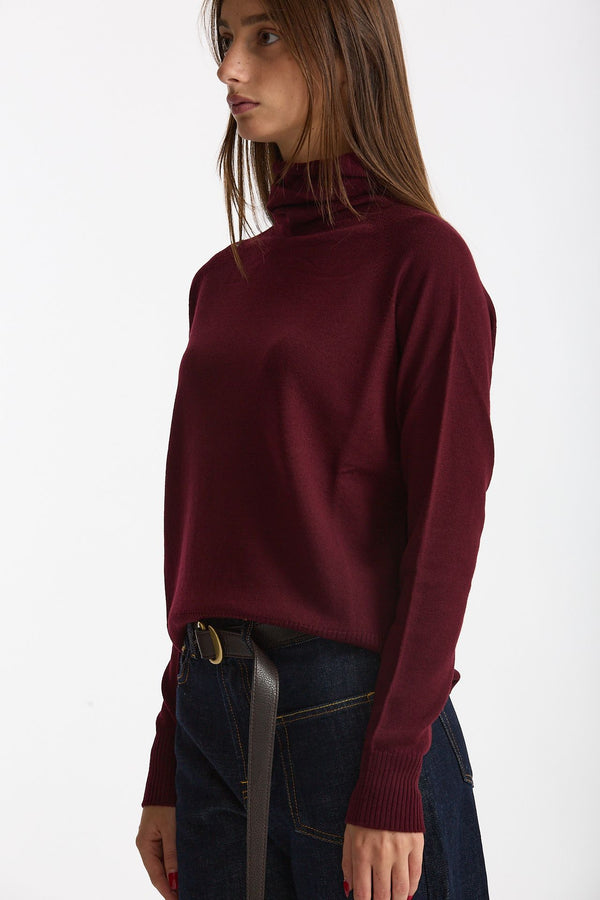 Dolcevita in lana rasata burgundy donna Scaglione