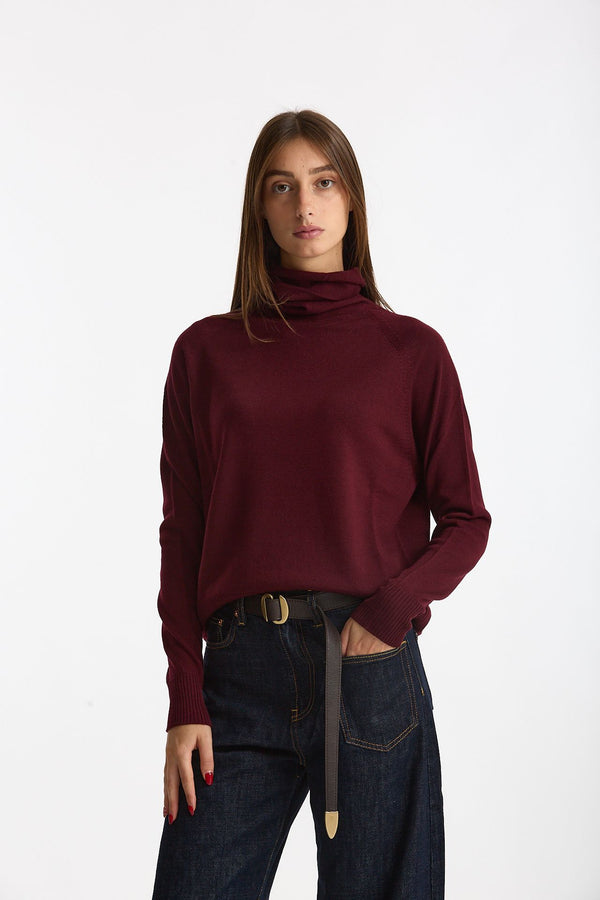 Dolcevita in lana rasata burgundy donna Scaglione