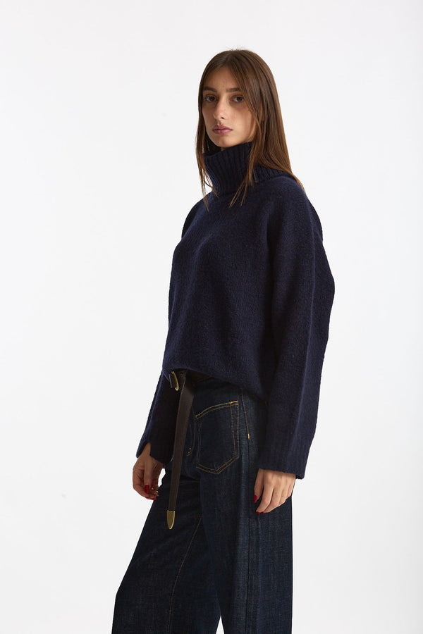 Dolcevita morbida blu donna Scaglione